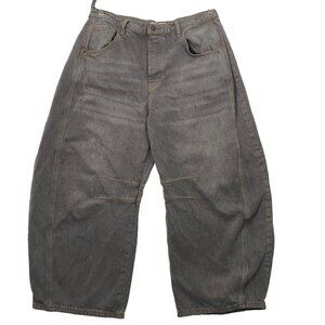 Free People We The Free Lucky You Mid Rise Barrel Leg Jeans Size 31 Gray